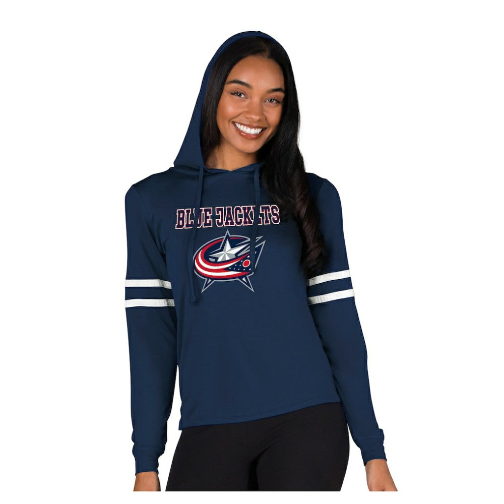 Columbus Blue Jackets Concepts Sport Women's Marathon Long-Sleeve Hooded T-Shirt - NHL T-shirts