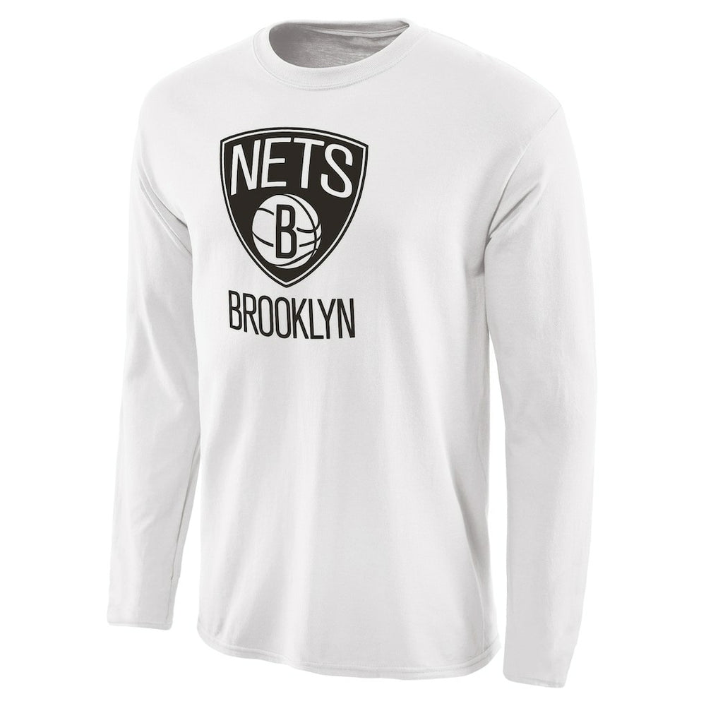White Brooklyn Nets Primary Logo Long Sleeve T-Shirt | NBA