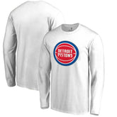 White Detroit Pistons Primary Logo Long Sleeve T-Shirt sale | NBA