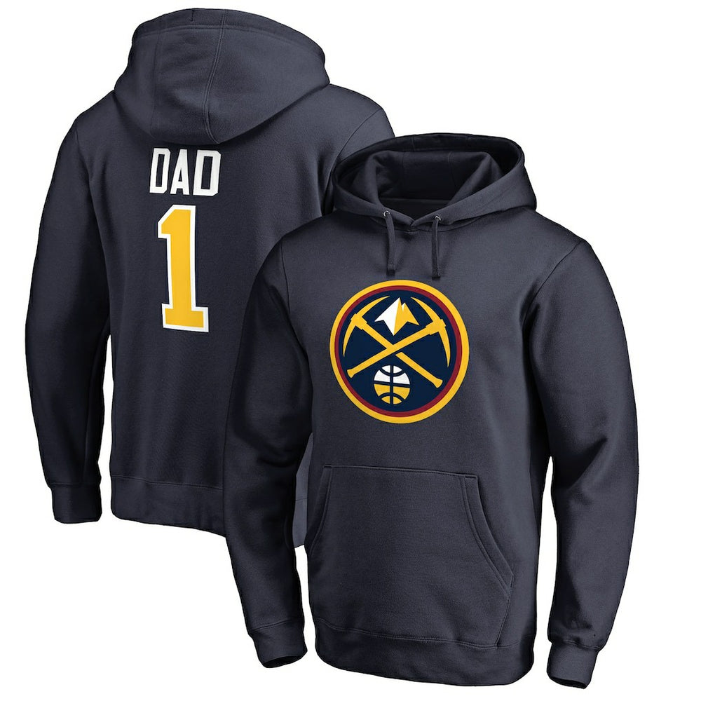 Navy Denver Nuggets #1 Dad Pullover Hoodie sale | NBA