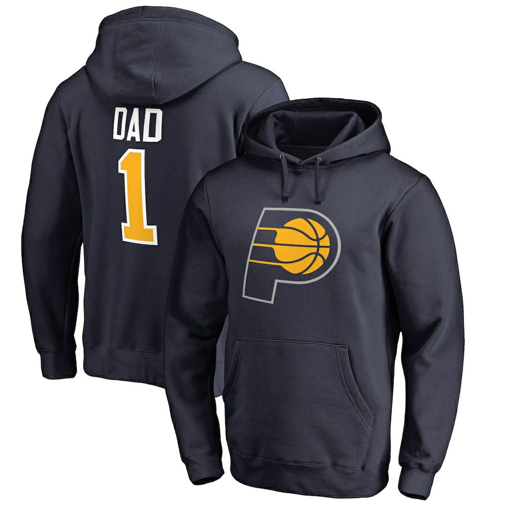 Navy Indiana Pacers #1 Dad Pullover Hoodie | NBA
