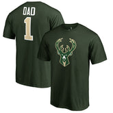 Green Milwaukee Bucks #1 Dad T-Shirt | NBA