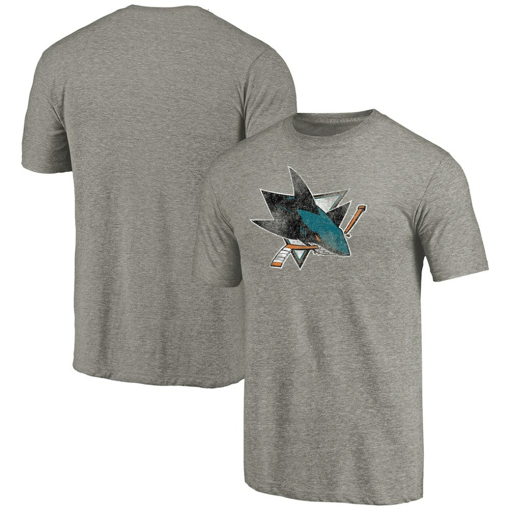San Jose Sharks Distressed Team Logo Tri-Blend T-Shirt - NHL T-shirts