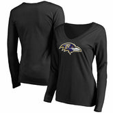 Baltimore Ravens Women's Primary Team Logo V-Neck Long Sleeve T-Shirt | NFL Hot