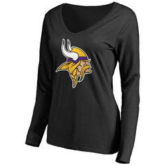 Minnesota Vikings Women's Primary Team Logo V-Neck Long Sleeve T-Shirt | NFL Discount