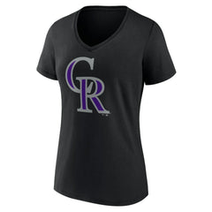 Colorado Rockies Women's Team Color Primary Logo V-Neck T-Shirt - MLB T-shirts