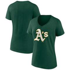 Athletics Women's Team Color Primary Logo V-Neck T-Shirt - MLB T-shirts