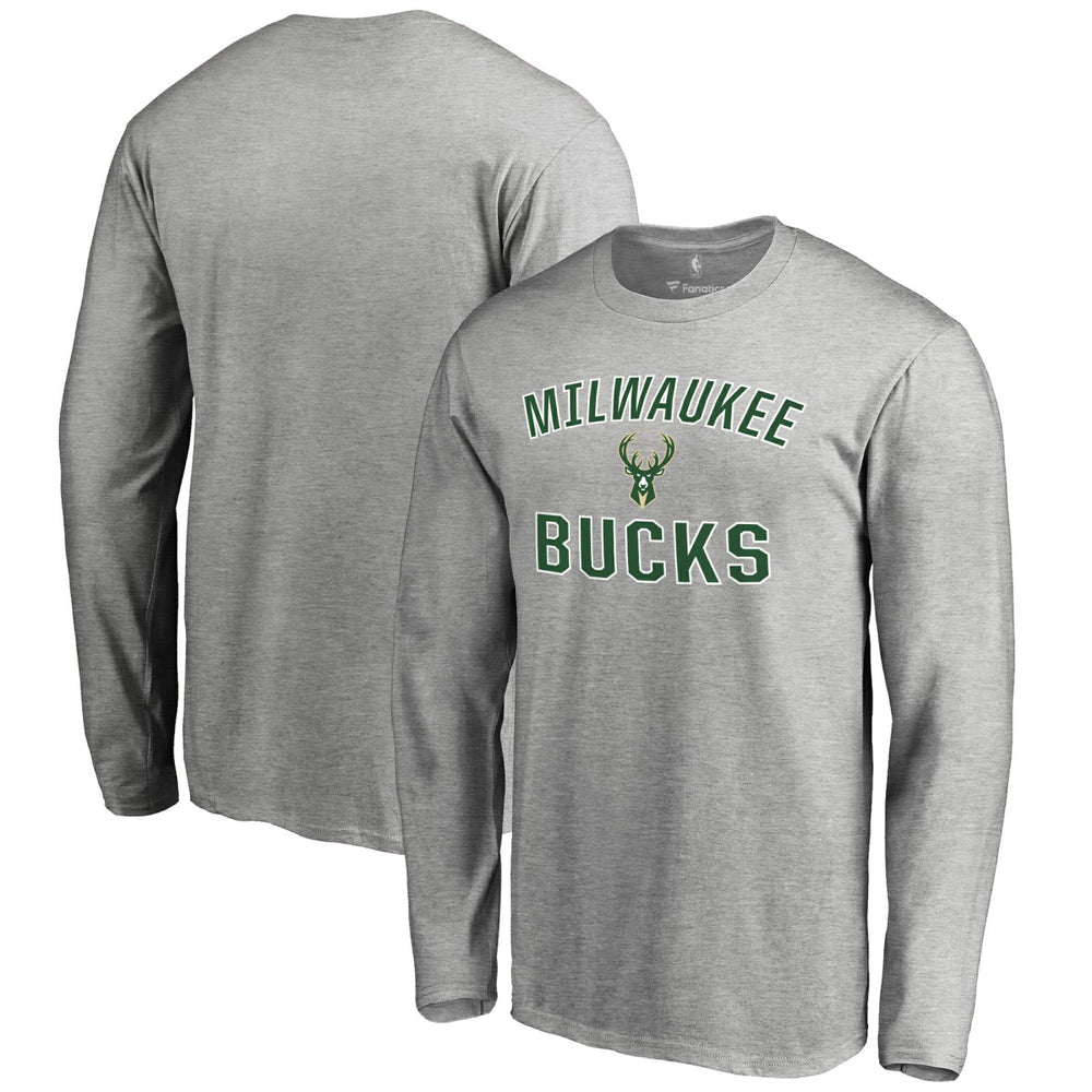 Ash Milwaukee Bucks Victory Arch Long Sleeve T-Shirt | NBA