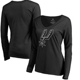 Black San Antonio Spurs Women's Primary Logo V-Neck Long Sleeve T-Shirt | NBA