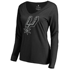 Black San Antonio Spurs Women's Primary Logo V-Neck Long Sleeve T-Shirt | NBA