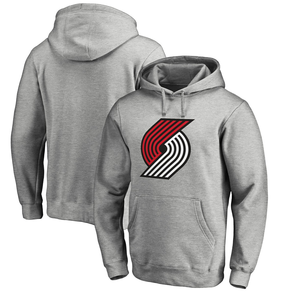 Heather Gray Portland Trail Blazers Primary Logo Pullover Hoodie | NBA