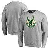 Heathered Gray Milwaukee Bucks Primary Logo Sweatshirt | NBA
