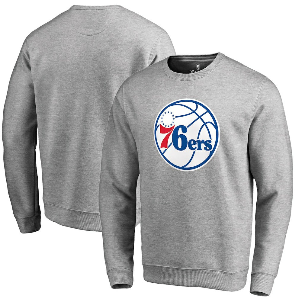 Heathered Gray Philadelphia 76ers Primary Logo Sweatshirt | NBA