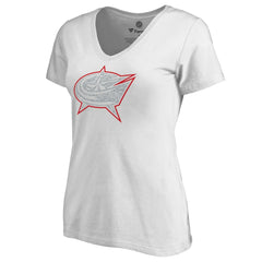 Columbus Blue Jackets Women's Whiteout V-Neck T-Shirt - NHL T-shirts