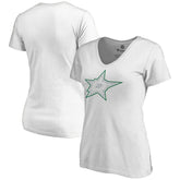 Dallas Stars Women's Whiteout V-Neck T-Shirt - NHL T-shirts