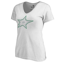 Dallas Stars Women's Whiteout V-Neck T-Shirt - NHL T-shirts
