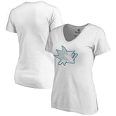 San Jose Sharks Women's Whiteout V-Neck T-Shirt - NHL T-shirts