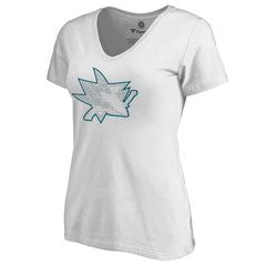 San Jose Sharks Women's Whiteout V-Neck T-Shirt - NHL T-shirts