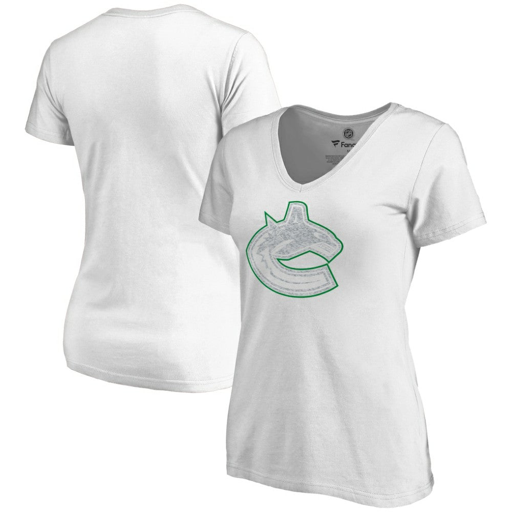 Vancouver Canucks Women's Whiteout V-Neck T-Shirt - NHL T-shirts