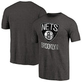 Heather Black Brooklyn Nets Distressed Team Logo Tri-Blend T-Shirt | NBA