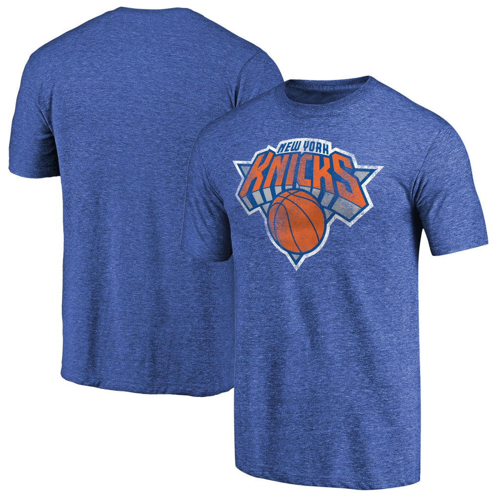 Heather Royal New York Knicks Distressed Team Logo Tri-Blend T-Shirt | NBA