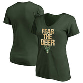 Green Milwaukee Bucks Women's Mantra V-Neck T-Shirt | NBA