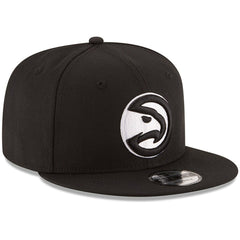 Black Atlanta Hawks Black & White Logo 9FIFTY Adjustable Snapback Hat | NBA