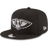 Black New Orleans Pelicans Black & White Logo 9FIFTY Adjustable Snapback Hat | NBA