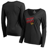 Chicago Blackhawks Women's Hometown Collection Earn Your Feathers Long Sleeve T-Shirt - NHL T-shirts