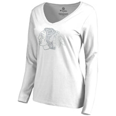 Chicago Blackhawks Women's White Out Long Sleeve T-Shirt - NHL T-shirts