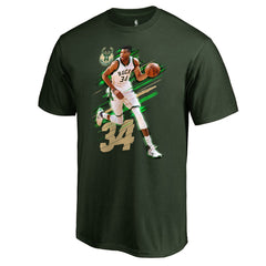 Green Giannis Antetokounmpo Milwaukee Bucks Fade Away T-Shirt | NBA