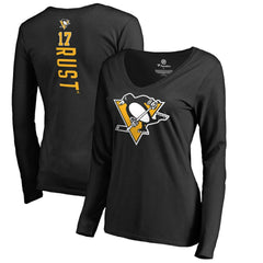 Bryan Rust Pittsburgh Penguins Women's Backer Name & Number Long Sleeve V-Neck T-Shirt - NHL T-shirts