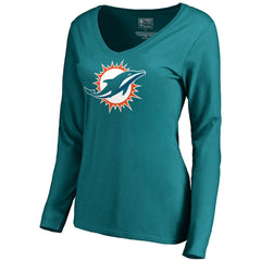 Miami Dolphins Women's Primary Logo V-Neck Long-Sleeve T-Shirt | NFL On sale