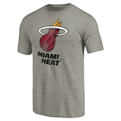 Heather Gray Miami Heat Distressed Team Logo Tri-Blend T-Shirt | NBA