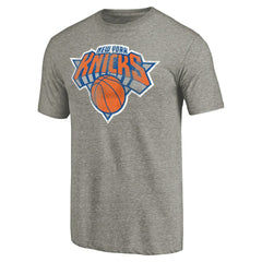 Heather Gray New York Knicks Distressed Team Logo Tri-Blend T-Shirt | NBA