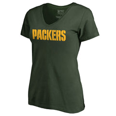 Green Bay Packers Women's Wordmark V-Neck T-Shirt | NFL On sale