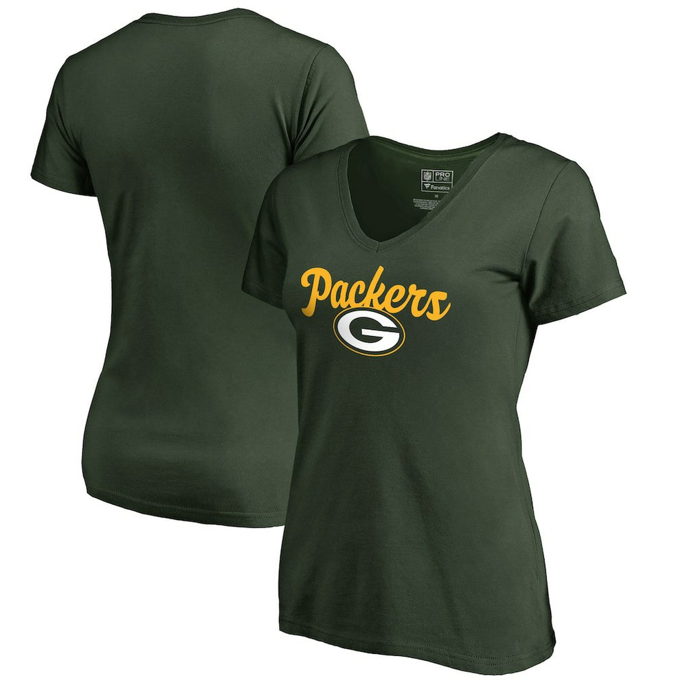 Green Bay Packers Women's Freehand V-Neck T-Shirt | NFL New