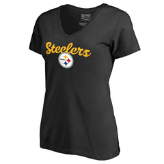 Pittsburgh Steelers Women's Freehand V-Neck T-Shirt | NFL New