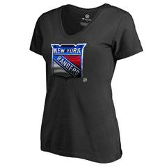 New York Rangers Women's Midnight Mascot V-Neck T-Shirt - NHL T-shirts