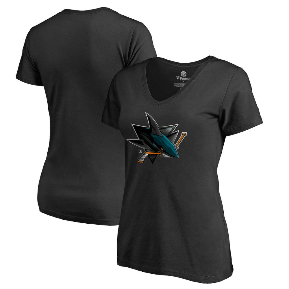 San Jose Sharks Women's Midnight Mascot V-Neck T-Shirt - NHL T-shirts