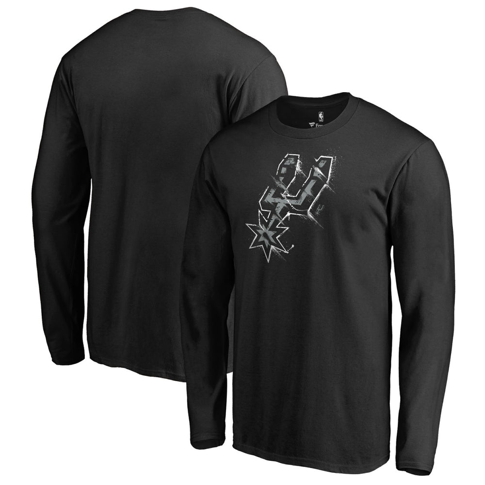 Black San Antonio Spurs Splatter Logo Long Sleeve T-Shirt | NBA