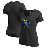 Black Minnesota Timberwolves Women's Midnight Mascot V-Neck T-Shirt | NBA
