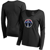Black Washington Wizards Women's Midnight Mascot Long Sleeve V-Neck T-Shirt | NBA