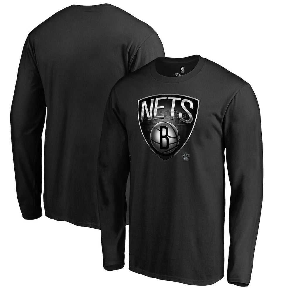 Black Brooklyn Nets Midnight Mascot Long Sleeve T-Shirt | NBA