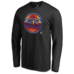 Black New York Knicks Midnight Mascot Long Sleeve T-Shirt | NBA