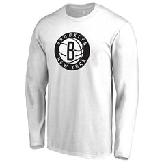 White Brooklyn Nets Alternate Logo Long Sleeve T-Shirt | NBA
