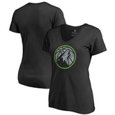 Black Minnesota Timberwolves Women's Static Logo V-Neck T-Shirt | NBA