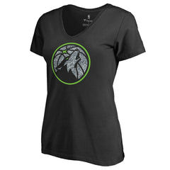 Black Minnesota Timberwolves Women's Static Logo V-Neck T-Shirt | NBA