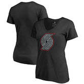 Black Portland Trail Blazers Women's Static Logo V-Neck T-Shirt | NBA