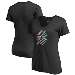 Black Portland Trail Blazers Women's Static Logo V-Neck T-Shirt | NBA